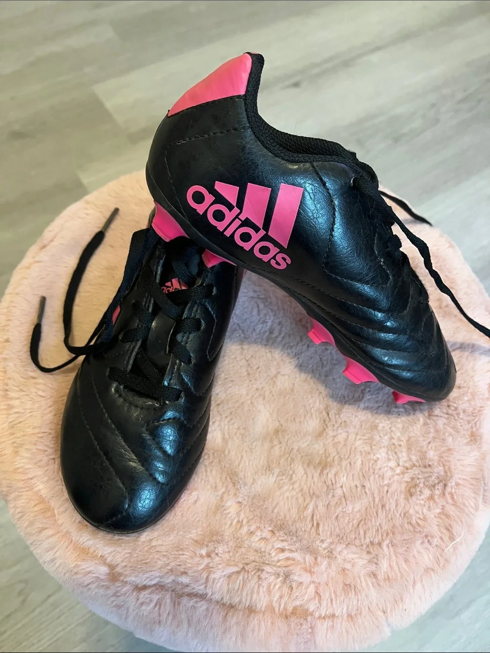 adidas Black Sneakers with Pink Stripes - kids.
